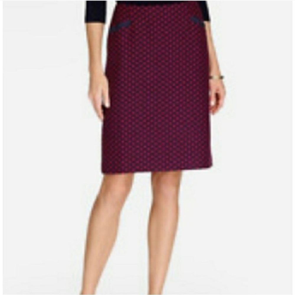 Talbots | Navy and Red Polka Dot Wool Pencil Skirt Size 12